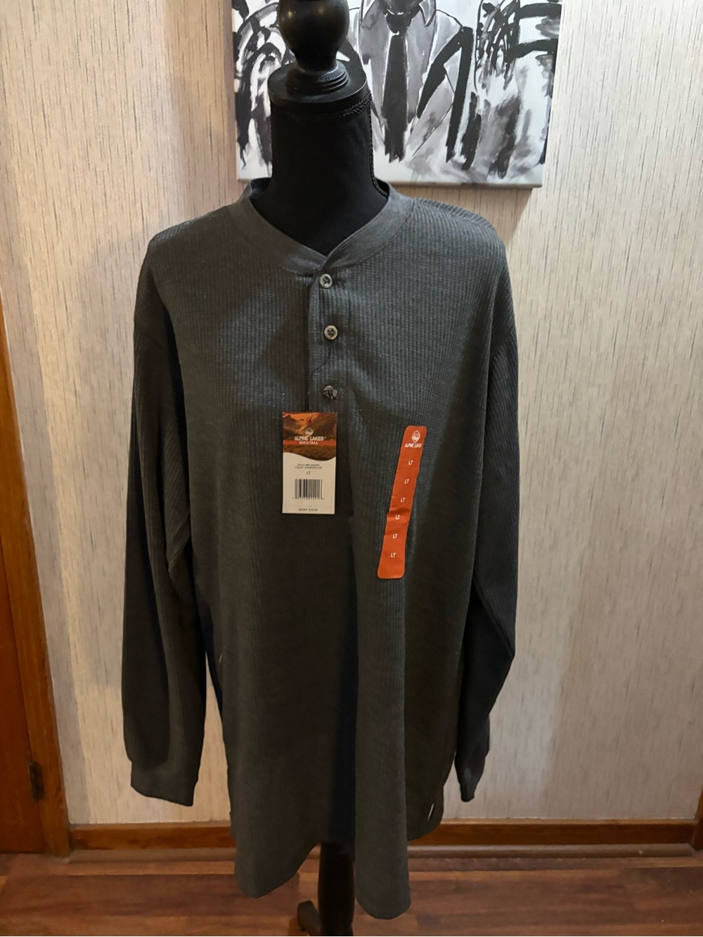Men's Charcoal Gray Henley Long-Sleeve Shirt